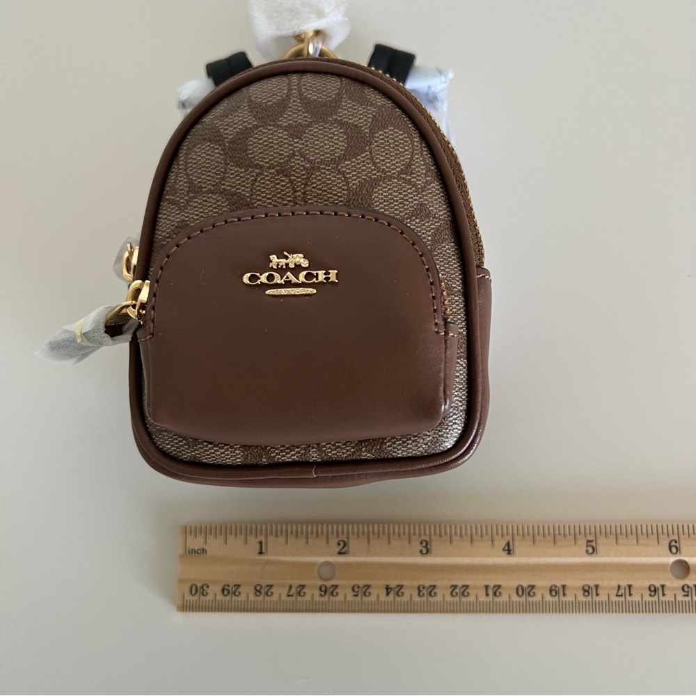 Coach Brown Signature Mini Key & Card Holder - Picture 9 of 13